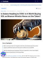 Is Solana Heading to $100: Is it Worth Buying SOL as Binance Wrecks Havoc on the Token? 
