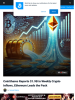 CoinShares Reports $1.9B in Weekly Crypto Inflows, Ethereum Leads the Pack