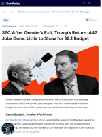 SEC After Gensler’s Exit, Trump’s Return: 447 Jobs Gone, Little to Show for $2.1 Budget