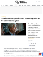 Jamie Dimon predicts AI spending will hit $1 trillion next year
