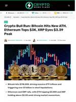 Bull Run Ignites: Bitcoin Hits New ATH, Ethereum Tops $3K