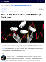 These 5 Top Altcoins Are Like Bitcoin at $1, Stack Now