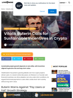 Vitalik Buterin Calls for Sustainable Incentives in Crypto | Live Bitcoin News
