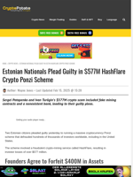 Estonian Nationals Plead Guilty in $577M HashFlare Crypto Ponzi Scheme