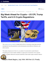 Big Week Ahead for Crypto - US CPI, Tariffs, and U.S Crypto Regulations 