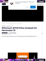 Ethereum (ETH) Price Analysis for November 13 - U.Today