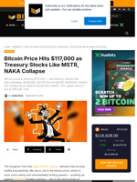 Bitcoin Price Hits $117,000 As Treasury Stocks Like MSTR, NAKA Collapse