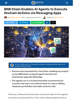BNB Chain Enables AI Agents to Execute Onchain Actions