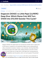 Dogecoin (DOGE) vs Little Pepe (LILPEPE) Deep Dive: Which Meme Coin Will Turn $1000 into $10,000 Quicker This Cycle?