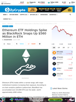 Ethereum ETF Holdings Spike as BlackRock Snaps Up $560 Million in ETH ⋆ ZyCrypto