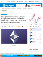 SharpLink Becomes Largest Corporate Holder Of Ether With 280,706 ETH, Usurping Ethereum Foundation ⋆ ZyCrypto