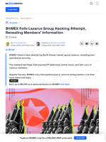 BitMEX Foils Lazarus Group, Revealing Hackers' Information