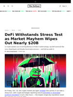 DeFi Withstands Stress Test as Market Mayhem Wipes Out Nearly $20B - 