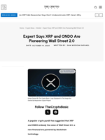 Expert Says XRP and ONDO Are Pioneering Wall Street 2.0