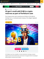 US Gov’t Could Add $14B to Crypto Reserves as Part of Forfeiture Case