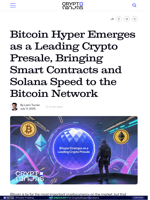 Bitcoin Hyper Emerges as a Leading Crypto Presale, Bringing Smart Contracts and Solana Speed to the Bitcoin Network