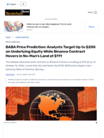 BABA Price Prediction: Analysts Target Up to $200 on Underlying Equity While Binance Contract Hovers in No-Man's Land at $111 - Blockchain.News