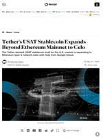 Tether's USAT Stablecoin Expands Beyond Ethereum Mainnet to Celo - Decrypt