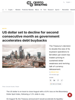 US dollar set to decline for second consecutive month as government accelerates debt buybacks