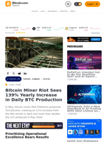 Bitcoin Miner Riot Sees 139% Yearly Increase in Daily BTC Production – Mining Bitcoin News