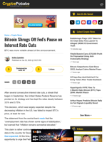 Bitcoin Shrugs Off Fed’s Pause on Interest Rate Cuts