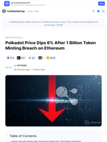Polkadot Price Dips 6% After 1 Billion Token Minting Breach on Ethereum: Guest Post by NFTENEX | CoinMarketCap