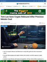 Tom Lee Sees Crypto Rebound After Precious Metals Cool