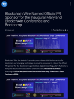 Blockchain Wire Named Official PR Sponsor for the Inaugural Maryland BlockchAIn Conference and Bootcamp  | Visionary Financial
