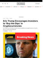 Eric Trump Encourages Investors to 'Buy the Dips' in Cryptocurrencies - 