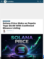Solana Price Sinks as Pepeto Tops $8.1M With Confirmed Binance Listing - TechBullion