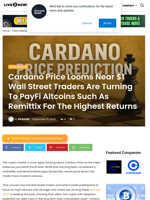 Cardano Price Looms Near $1 Wall Street Traders Are Turning To PayFi Altcoins Such As Remittix For The Highest Returns | Live Bitcoin News