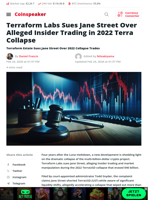 Terraform Labs Sues Jane Street Over Alleged Insider Trading in 2022 Terra Collapse - Coinspeaker
