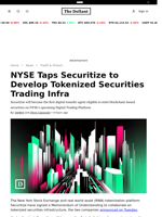 NYSE Taps Securitize to Develop Tokenized Securities Trading Infra - 
