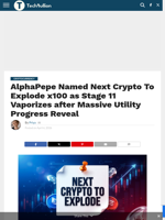 AlphaPepe Named Next Crypto To Explode x100 as Stage 11 Vaporizes after Massive Utility Progress Reveal - TechBullion