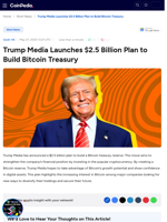 Trump Media Launches $2.5 Billion Plan to Build Bitcoin Treasury
