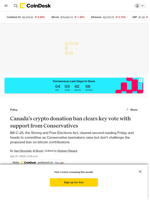 Canada’s ban on political crypto donations clears key vote with Conservative support