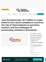 Jane Khodarkovsky: $1.7 billion in crypto linked to Iran raises compliance concerns, the role of intermediaries in sanctions evasion, and the challenges of prosecuting violations | Unchained