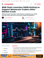 BNB Chain Launches $45M Airdrop to Support Memecoin Traders After Market Crash - Coinspeaker