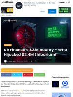 K9 Finance’s $23K Bounty - Who Hijacked $2.4M Shibarium? | Live Bitcoin News
