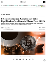 US Economy in a 'Goldilocks-Like Equilibrium' as Bitcoin Blasts Past $121K - Decrypt
