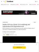Stellar CEO says Clarity Act would help, but tokenization isn't dependent on It