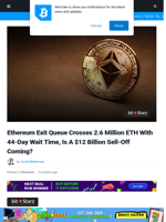 Ethereum Exit Queue Crosses 2.6 Million ETH With 44-Day Wait Time, Is A $12 Billion Sell-Off Coming? | Bitcoinist.com