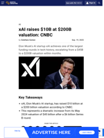 xAI raises $10B at $200B valuation: CNBC