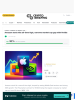 Amazon stock hits all-time high, narrows market cap gap with Nvidia