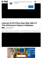 Litecoin (LTC) Price May Rise 100% If This Ethereum Pattern Validates - U.Today