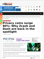 Privacy coins surge 80%: Why Zcash and Dash are back in the spotlight - The Crypto News Wire