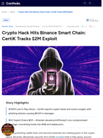 Crypto Hack Hits Binance Smart Chain: CertiK Tracks $2M Exploit