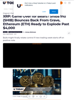 XRP: Game Over for Bears? Shiba Inu (SHIB) Bounces Back From Grave, Ethereum (ETH) Ready to Explode Past $4,000