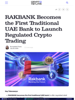 RAKBANK Becomes the First Traditional UAE Bank to Launch Regulated Crypto Trading