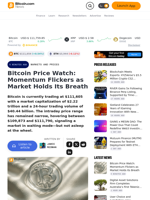 Bitcoin Price Watch: Momentum Flickers as Market Holds Its Breath – Markets and Prices Bitcoin News